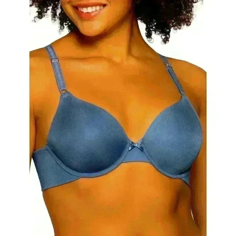 Radiant Vanity Fair Womens Bra Size 40D Smooth Underwire Padded Slate Blue